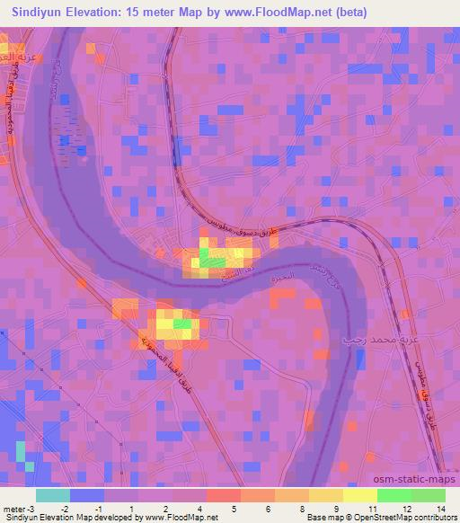 Sindiyun,Egypt Elevation Map