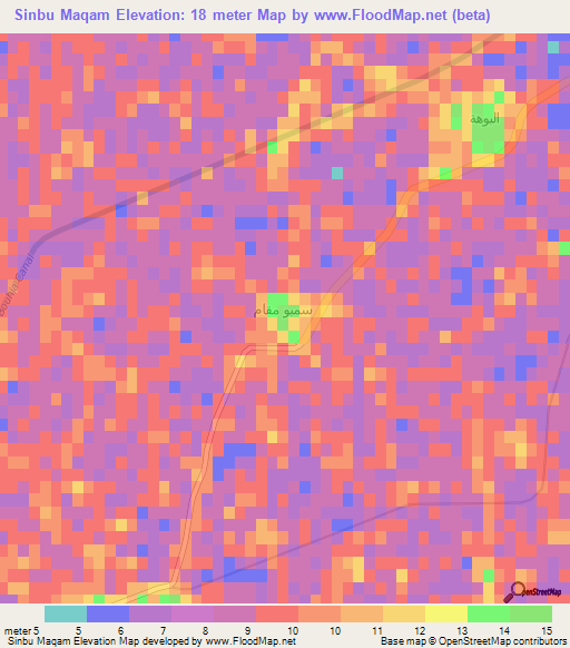 Sinbu Maqam,Egypt Elevation Map