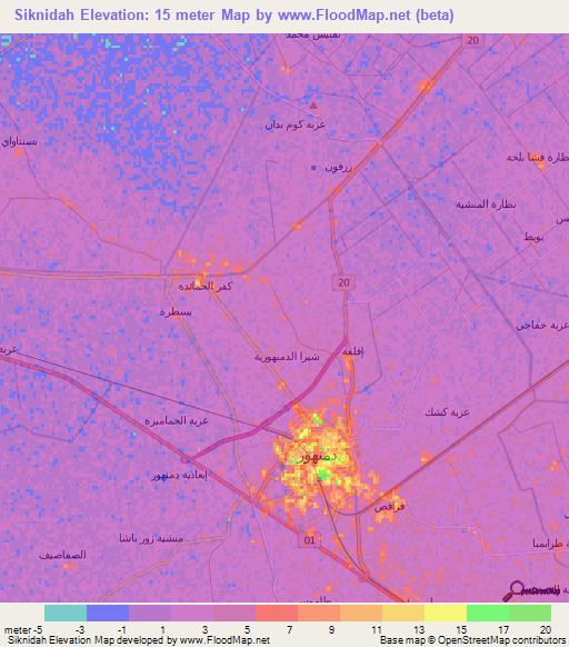 Siknidah,Egypt Elevation Map