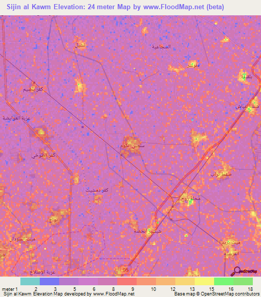 Sijin al Kawm,Egypt Elevation Map