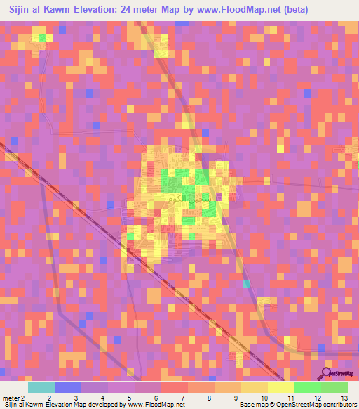 Sijin al Kawm,Egypt Elevation Map