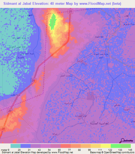 Sidmant al Jabal,Egypt Elevation Map