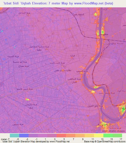 `Izbat Sidi `Uqbah,Egypt Elevation Map