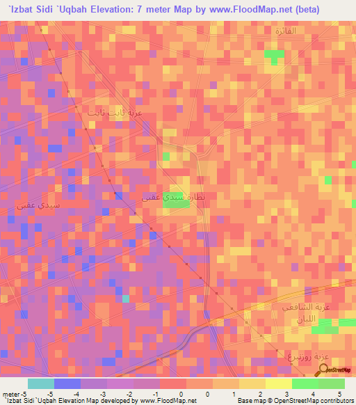 `Izbat Sidi `Uqbah,Egypt Elevation Map