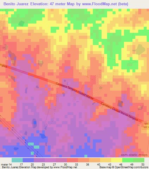 Benito Juarez,Mexico Elevation Map