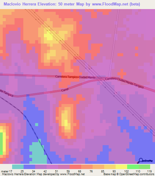 Maclovio Herrera,Mexico Elevation Map