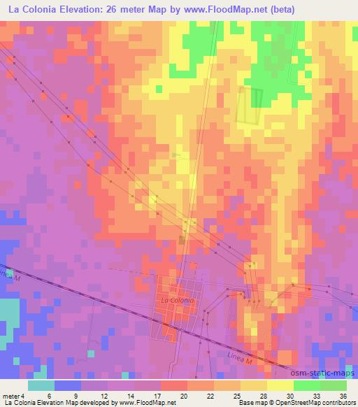 La Colonia,Mexico Elevation Map