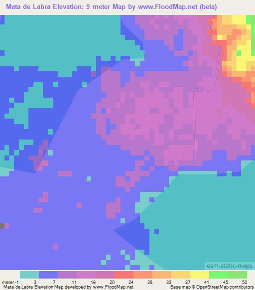 Mata de Labra,Mexico Elevation Map