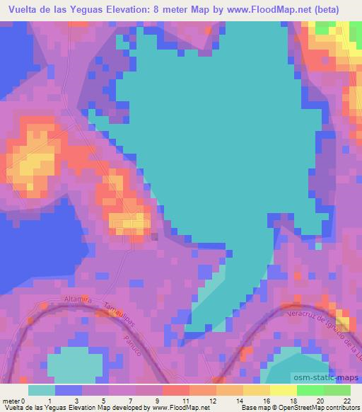 Vuelta de las Yeguas,Mexico Elevation Map