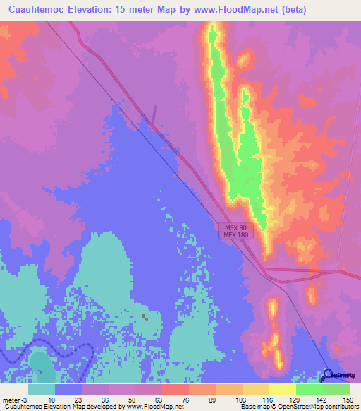 Cuauhtemoc,Mexico Elevation Map