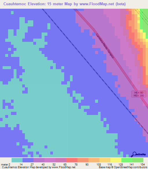 Cuauhtemoc,Mexico Elevation Map