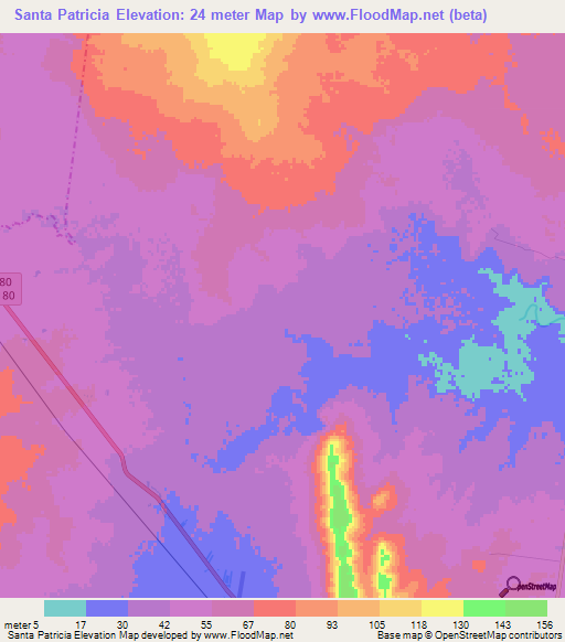 Santa Patricia,Mexico Elevation Map