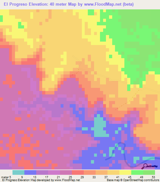 El Progreso,Mexico Elevation Map