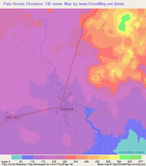 Palo Hondo,Mexico Elevation Map