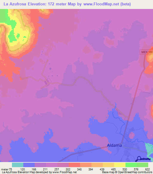 La Azufrosa,Mexico Elevation Map