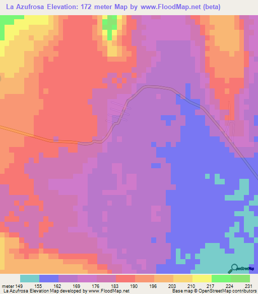 La Azufrosa,Mexico Elevation Map