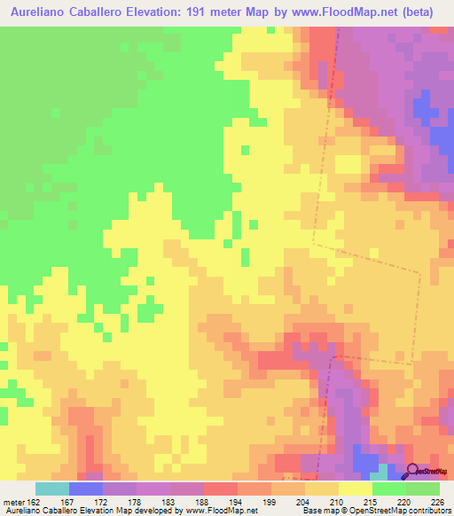 Aureliano Caballero,Mexico Elevation Map