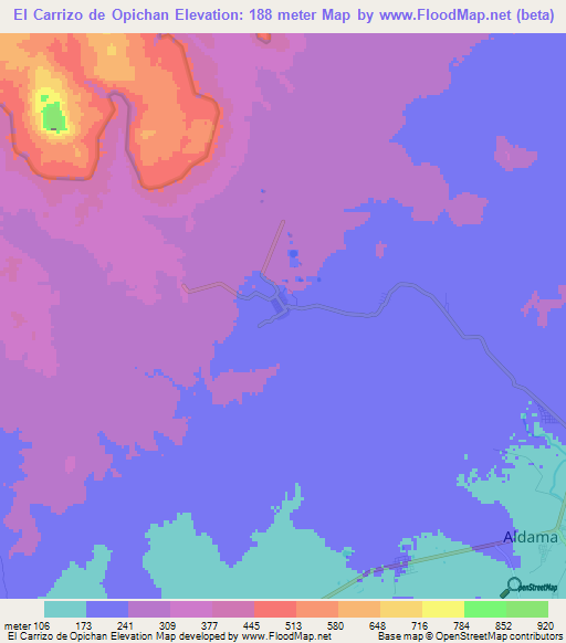 El Carrizo de Opichan,Mexico Elevation Map