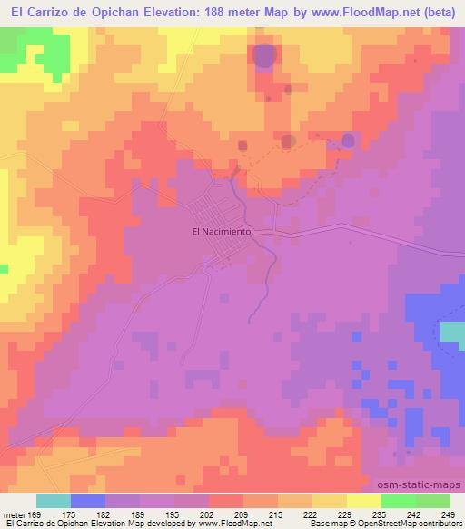 El Carrizo de Opichan,Mexico Elevation Map