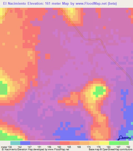 El Nacimiento,Mexico Elevation Map