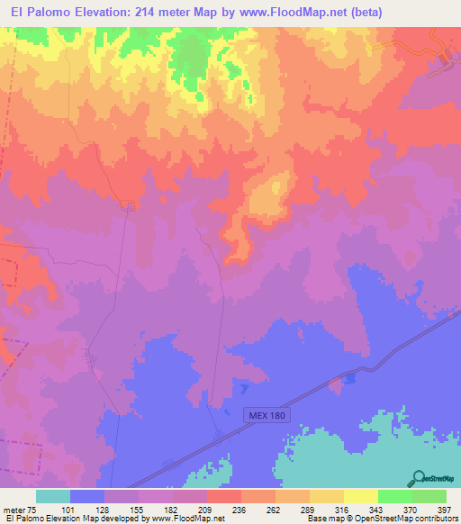 El Palomo,Mexico Elevation Map