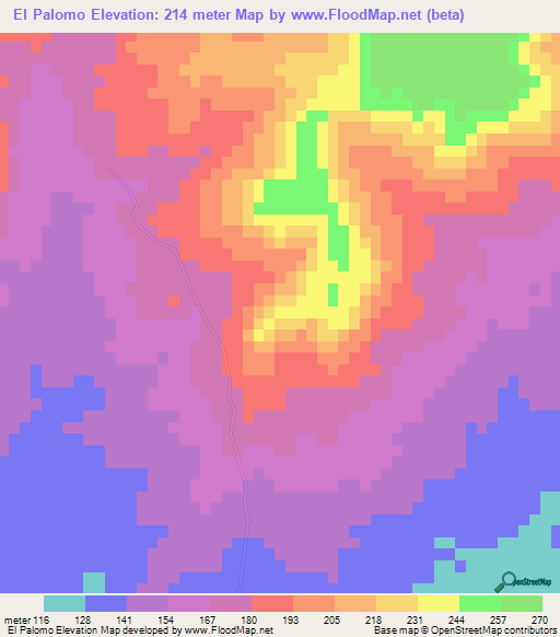 El Palomo,Mexico Elevation Map