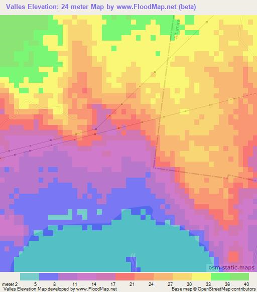 Valles,Mexico Elevation Map