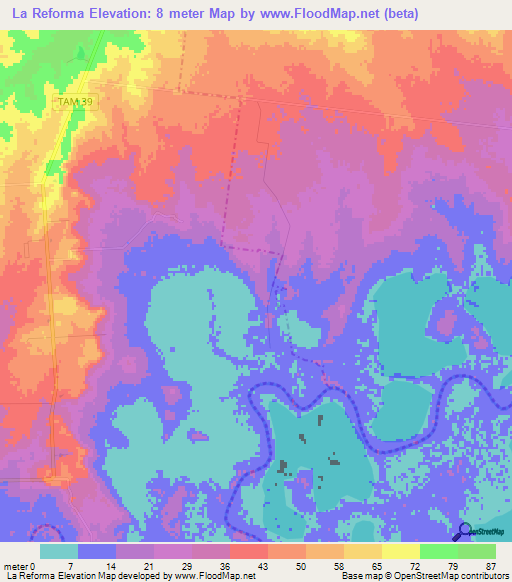 La Reforma,Mexico Elevation Map