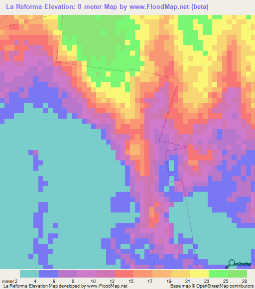 La Reforma,Mexico Elevation Map