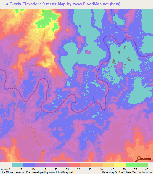 La Gloria,Mexico Elevation Map