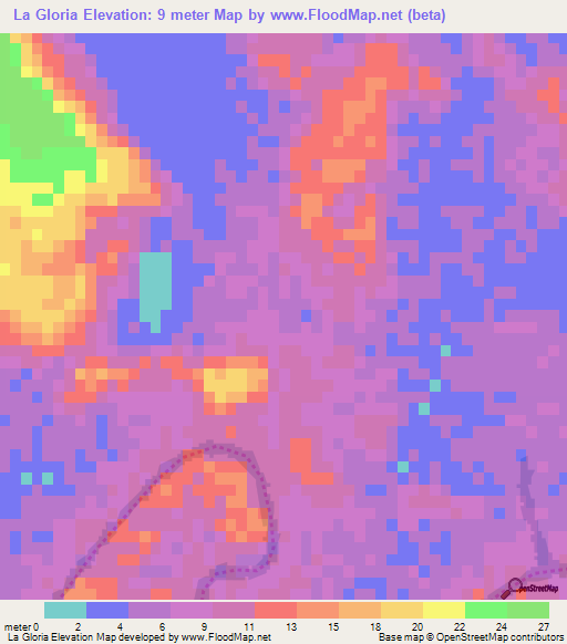 La Gloria,Mexico Elevation Map