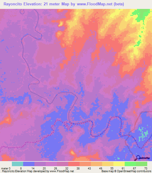 Rayoncito,Mexico Elevation Map