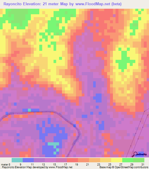 Rayoncito,Mexico Elevation Map