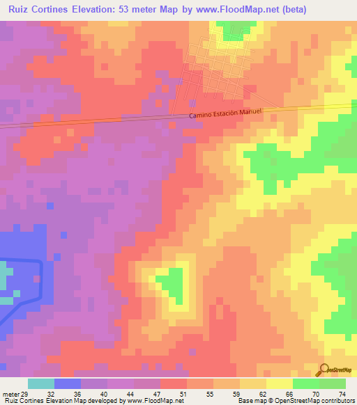 Ruiz Cortines,Mexico Elevation Map