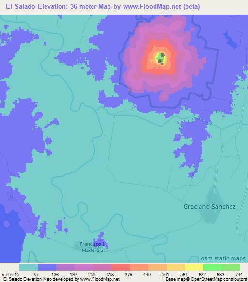 El Salado,Mexico Elevation Map