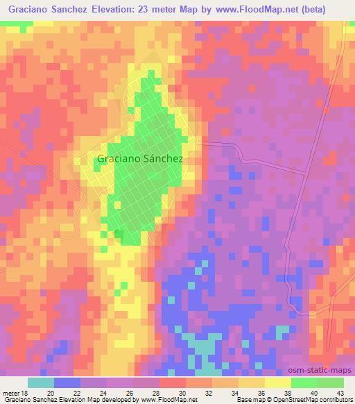 Graciano Sanchez,Mexico Elevation Map