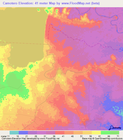 Camotero,Mexico Elevation Map