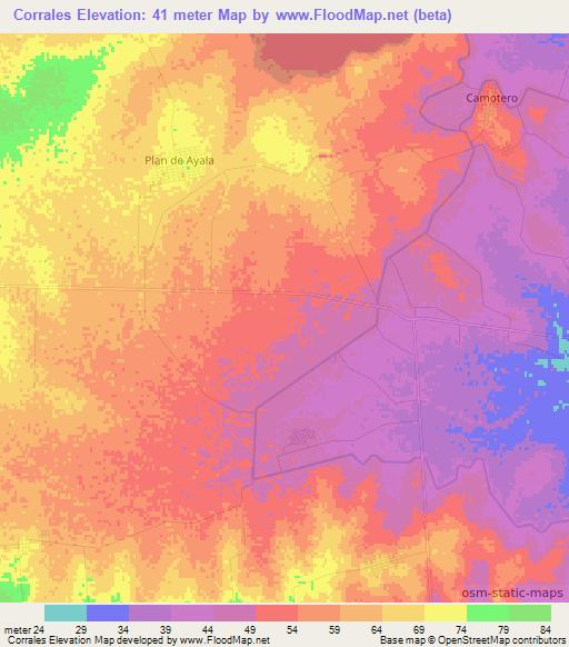 Corrales,Mexico Elevation Map