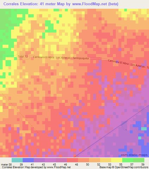 Corrales,Mexico Elevation Map