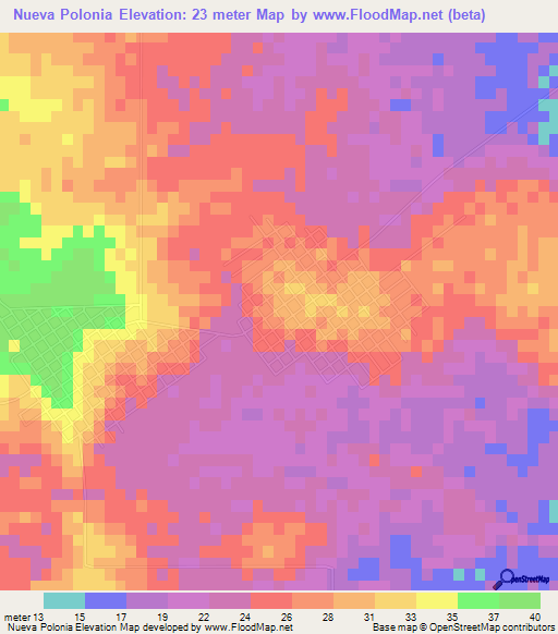 Nueva Polonia,Mexico Elevation Map