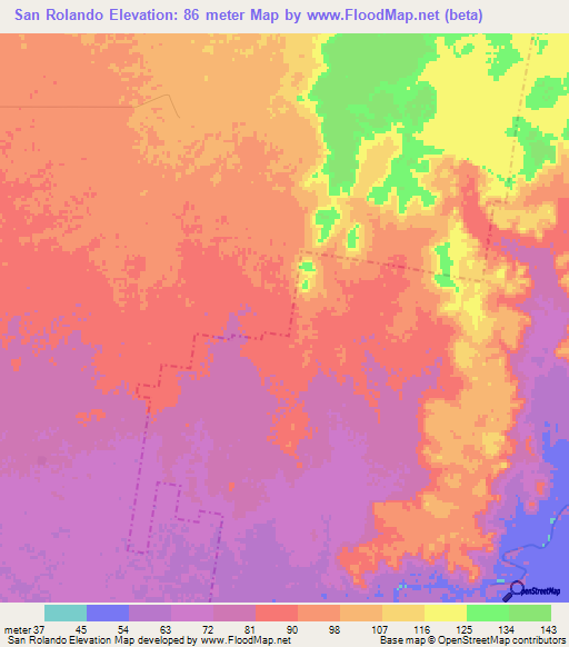 San Rolando,Mexico Elevation Map