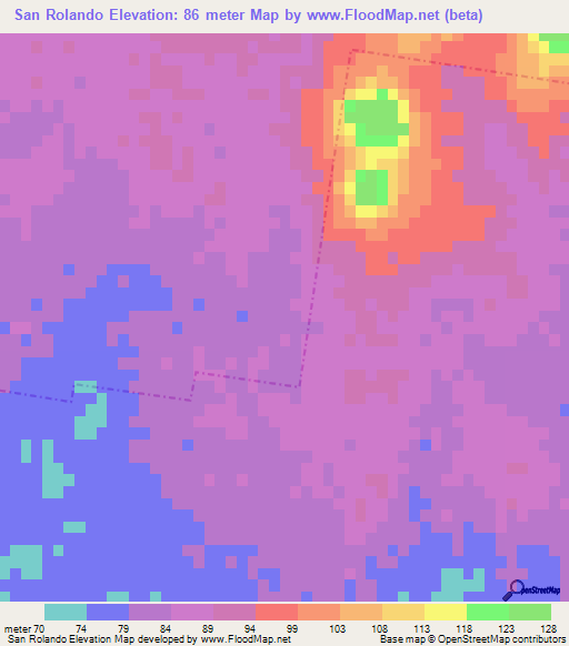 San Rolando,Mexico Elevation Map