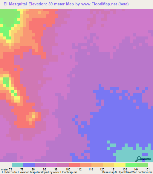 El Mezquital,Mexico Elevation Map