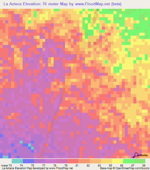 La Azteca,Mexico Elevation Map