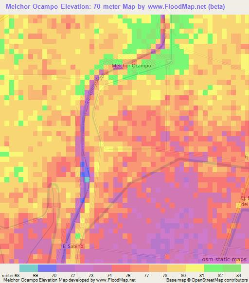 Melchor Ocampo,Mexico Elevation Map