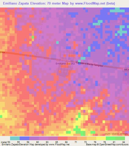 Emiliano Zapata,Mexico Elevation Map