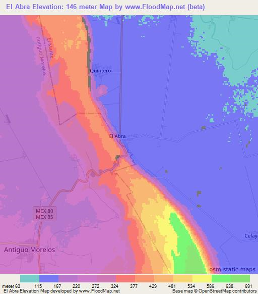 El Abra,Mexico Elevation Map