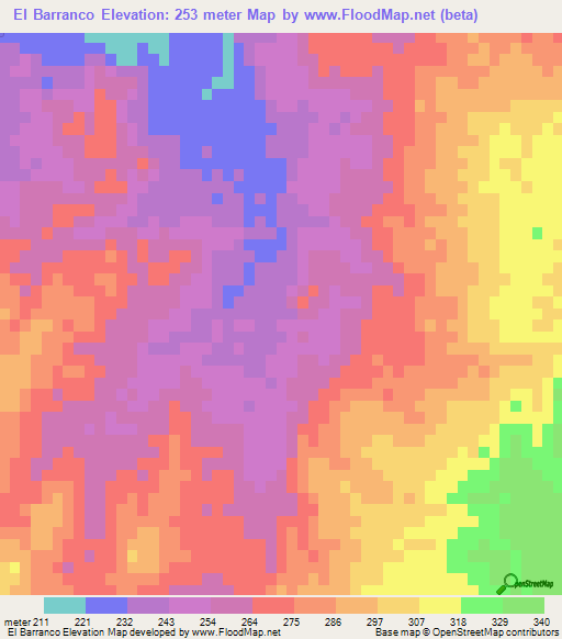 El Barranco,Mexico Elevation Map