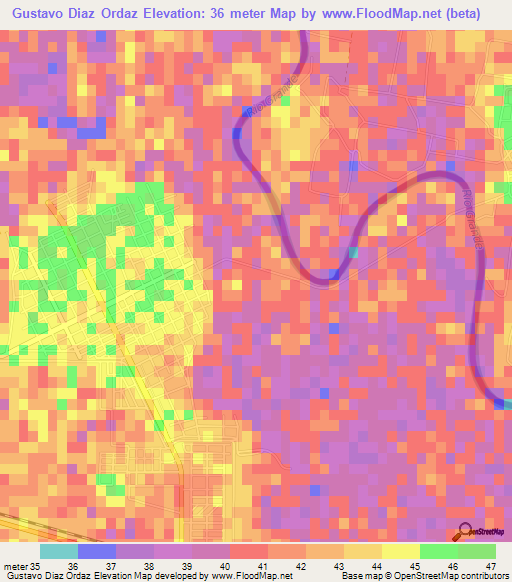 Gustavo Diaz Ordaz,Mexico Elevation Map