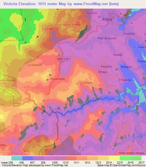 Victoria,Mexico Elevation Map